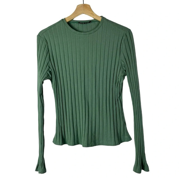 SHEIN Tops - Shein Sea Green Wide Ribbed Fitted Long Sleeve Top XL